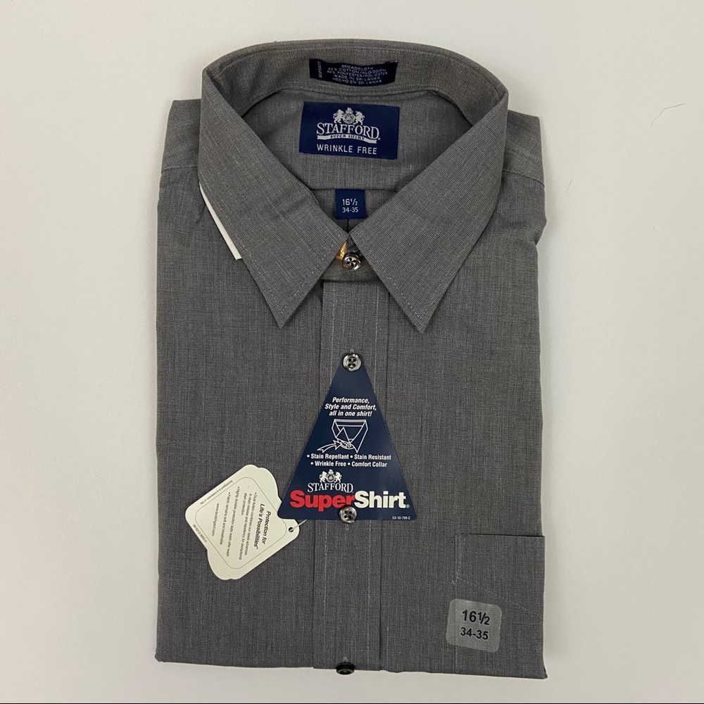 Stafford Super Shirt Wrinkle Free Dress Shirt Gray